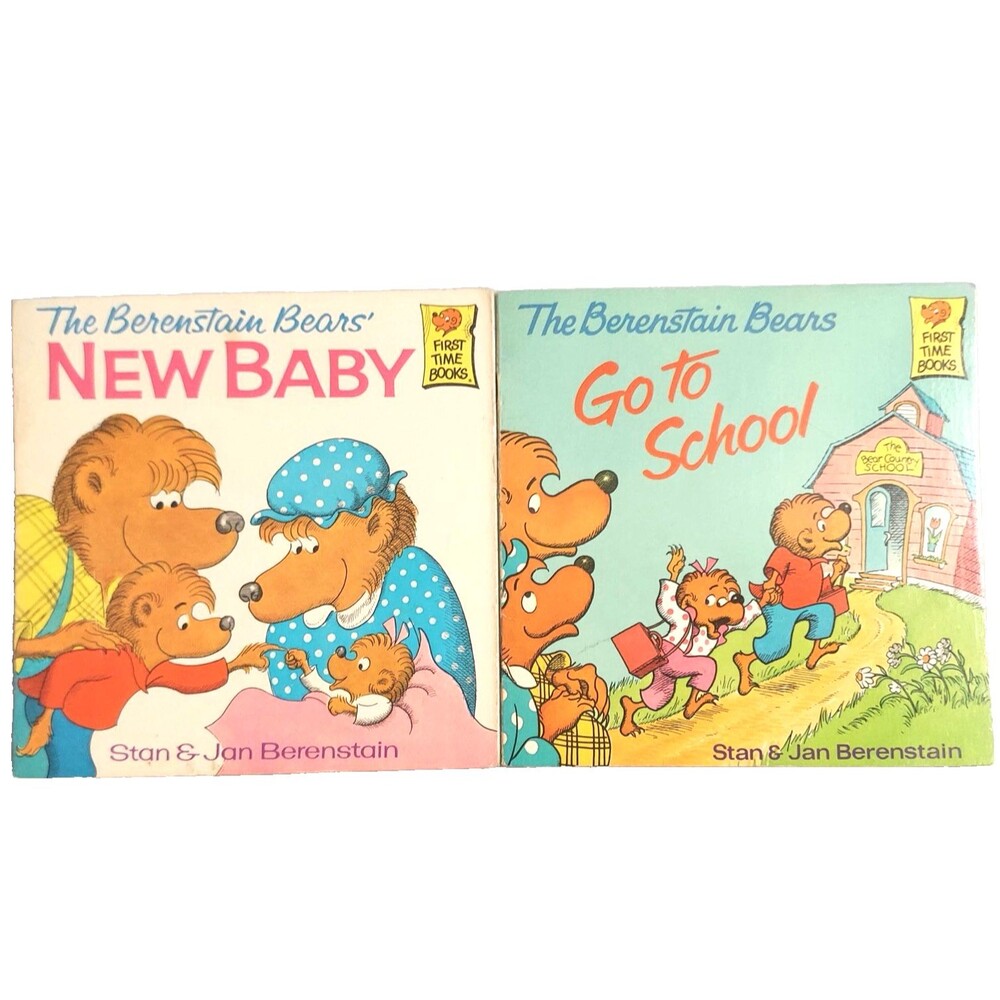 Berenstain Bears Paperback Lot of 2 First Time Books 1974 1978 School New Baby